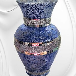 Elegant Blue Mosaic Vase